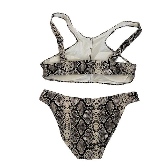 NWT Aqua Swim Python Snake Print Halter Crop Bikini Swimsuit Set Medium - Picture 3 of 15